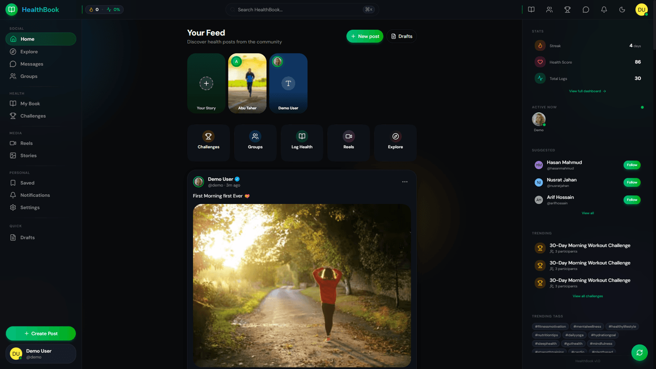 Screenshot of the HealthBook project